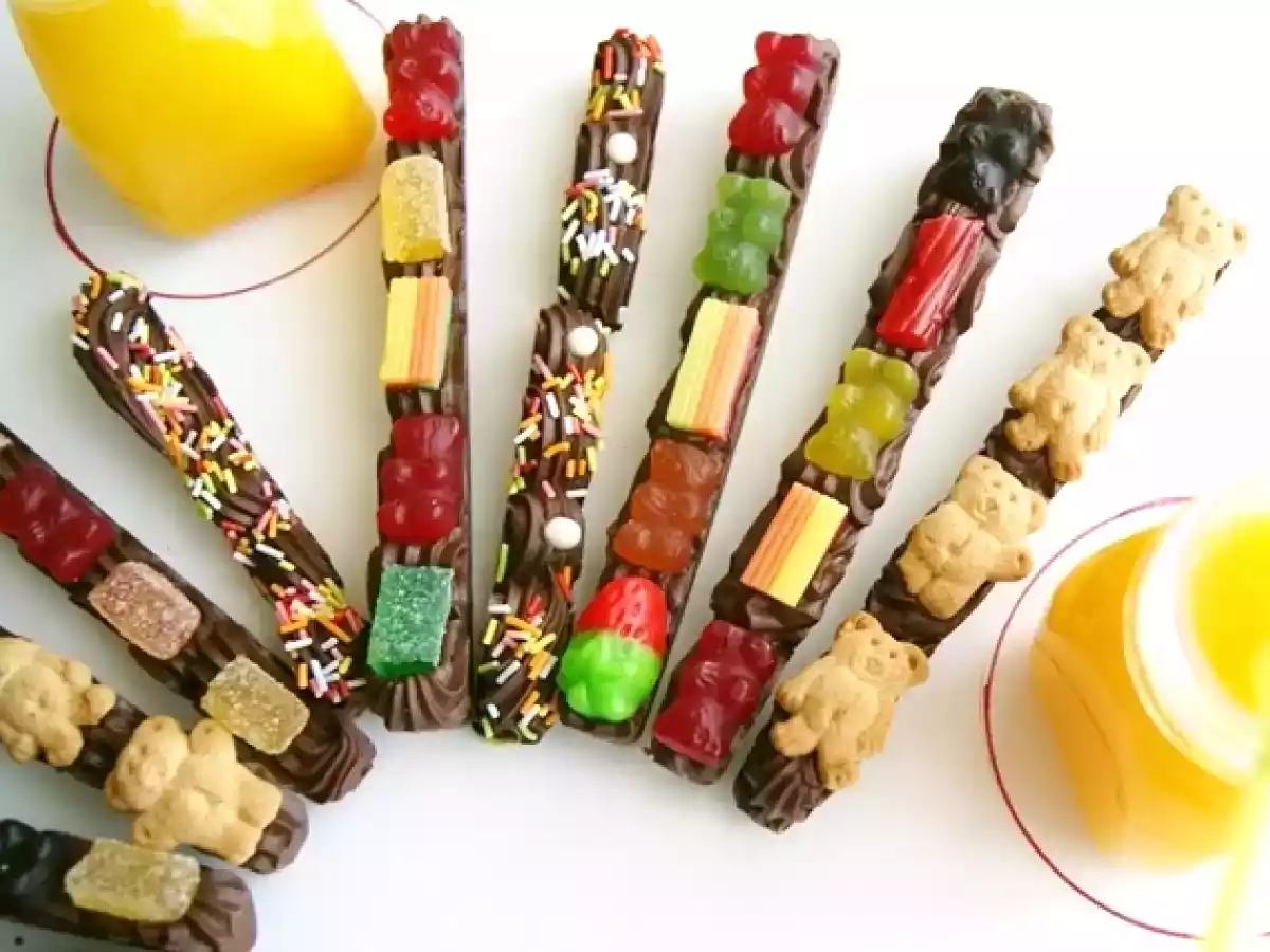 Barritas de chocolate con chuches (especial para niños)