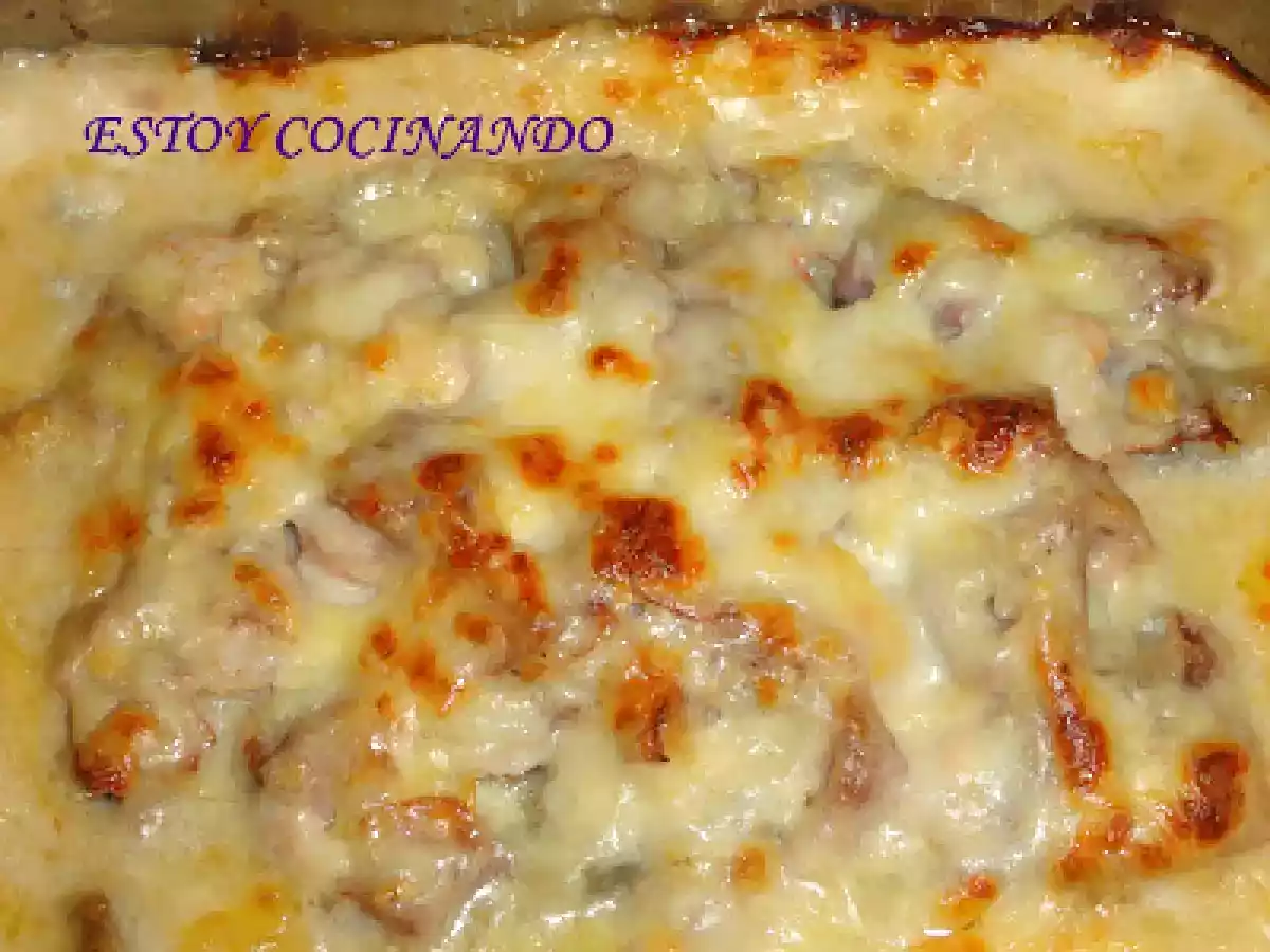 Berenjenas al horno con jamón y gambas