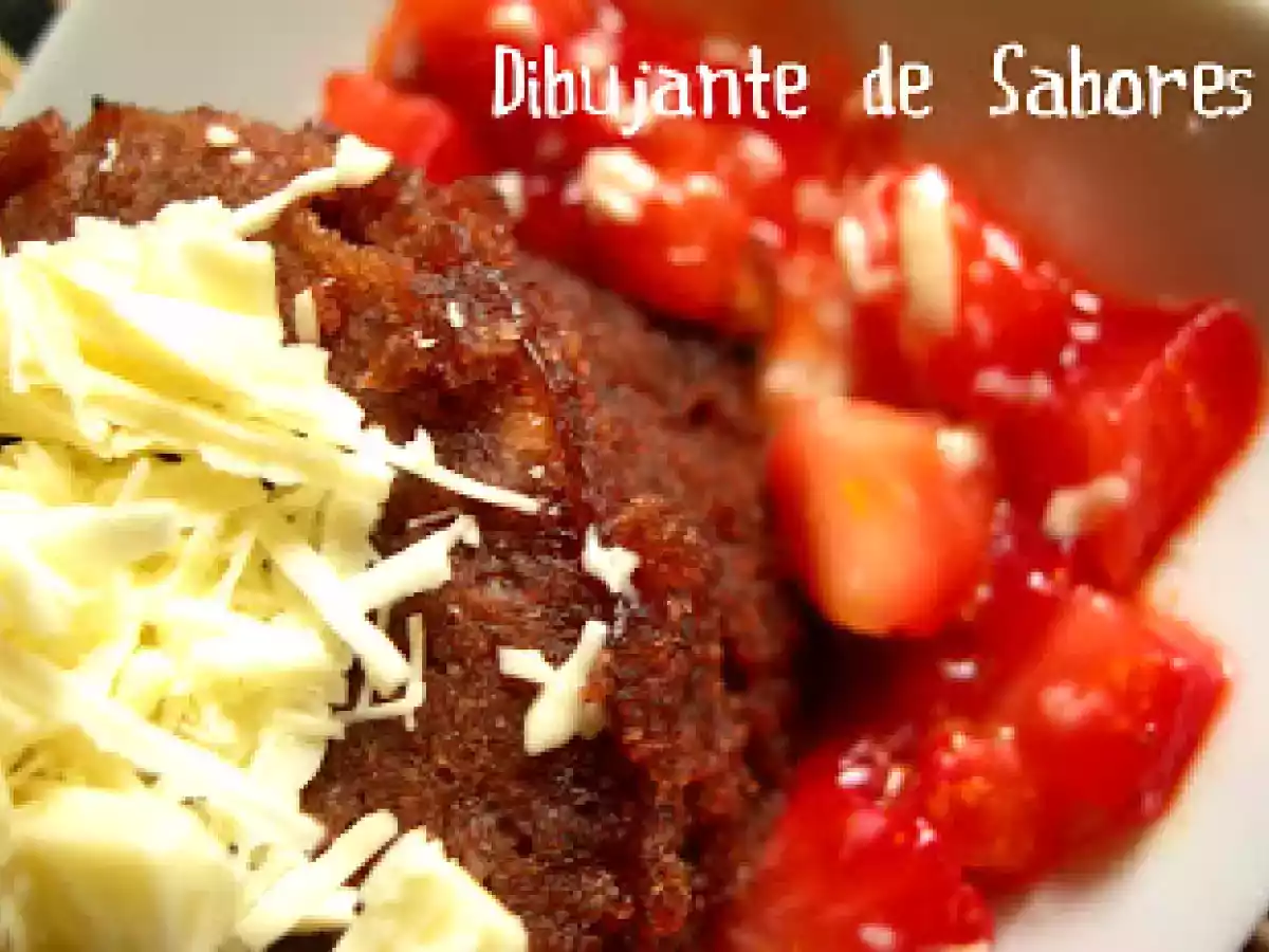 Bizcocho 1 minuto al microondas, con fresas caramelizadas en zumo de naranja y brandy - foto 3