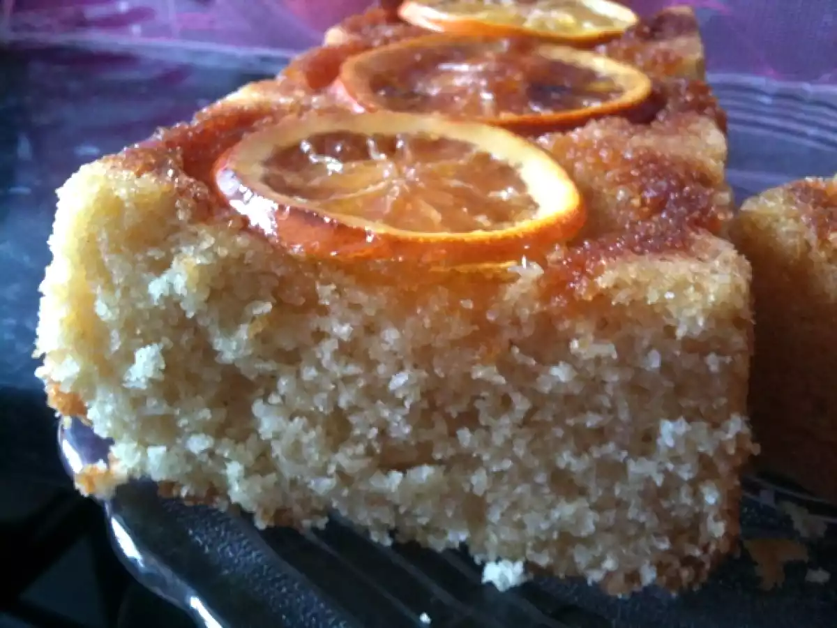 Bizcocho de Coco con Naranjas confitadas al Azahar