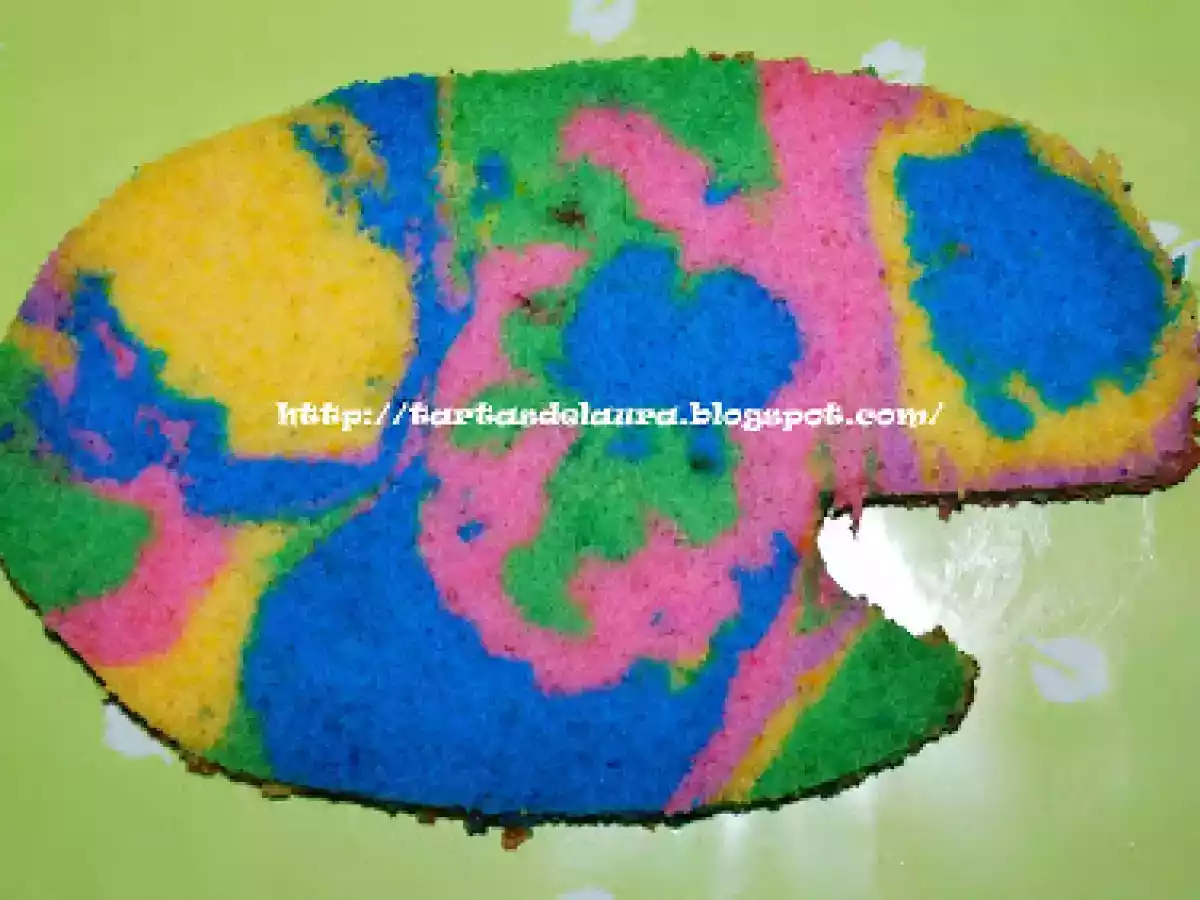 Bizcocho de colores y Receta