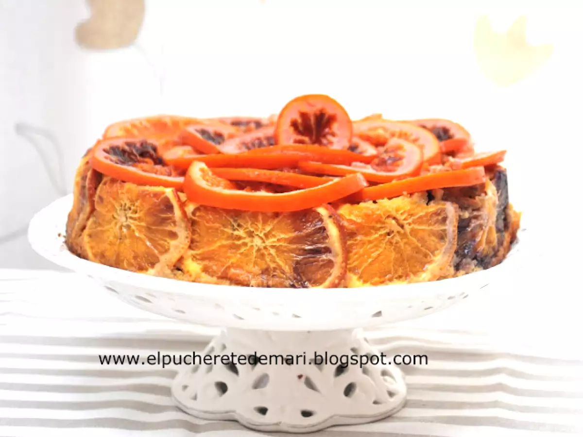 Bizcocho de naranja rosa y chocolate