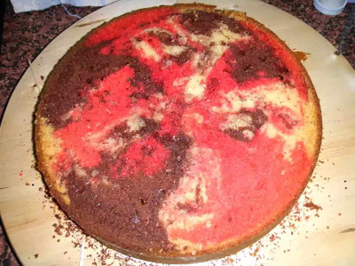 Bizcocho marmoleado tricolor