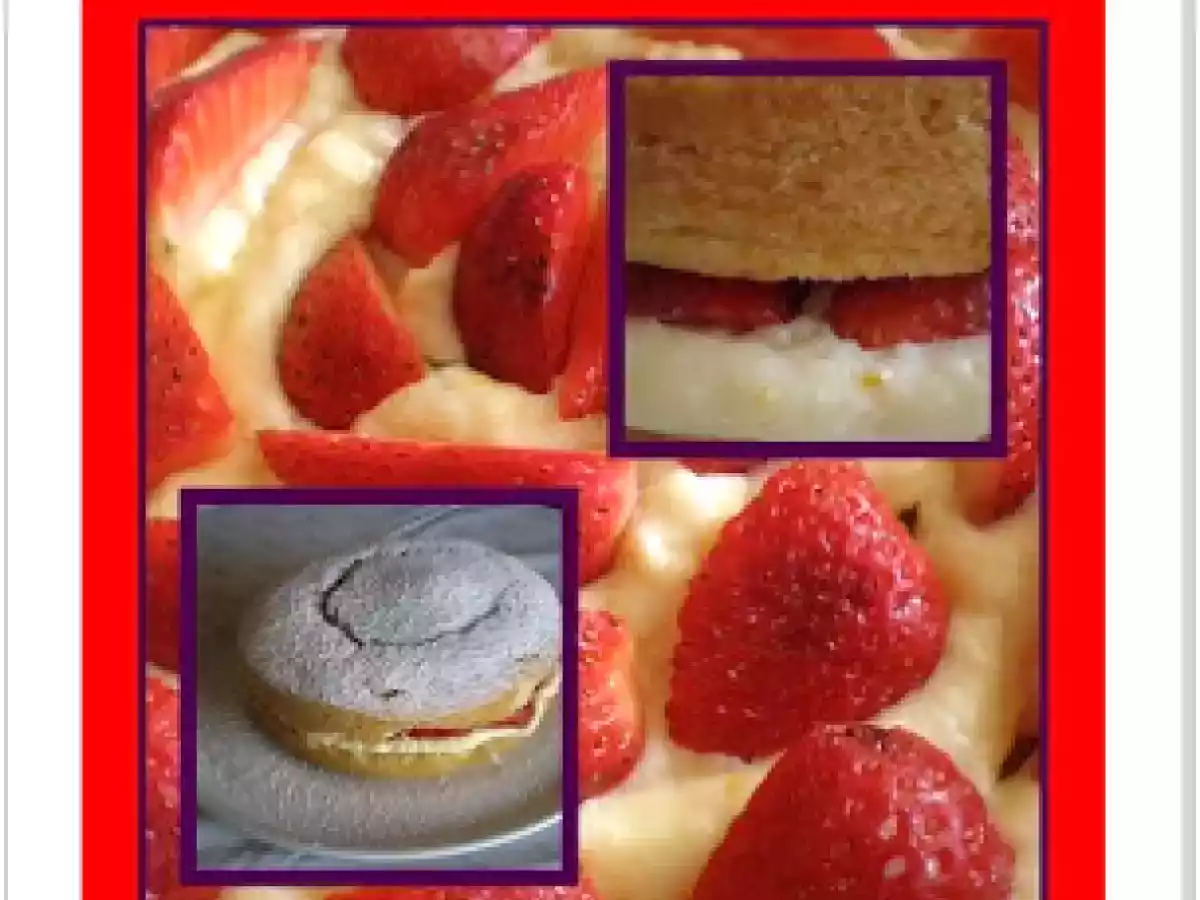 Bizcocho relleno de crema pastelera con fresa