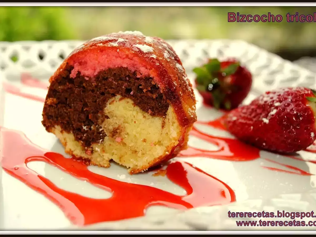 Bizcocho tricolor.