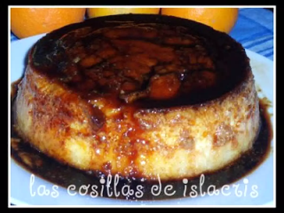 Bizcoflán de naranja y almendras