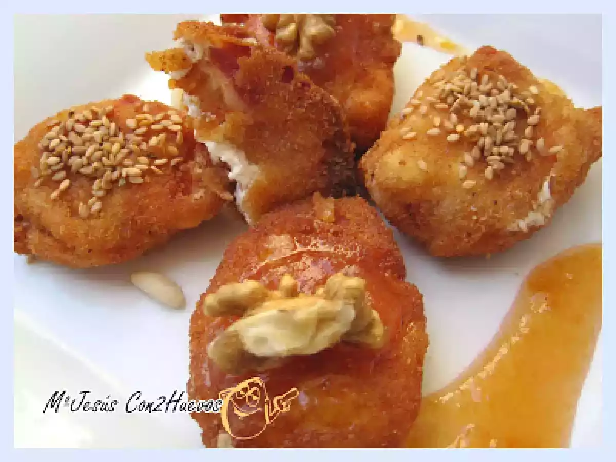 BOCADITOS DE JAMÓN RELLENOS DE QUESO NUECES Y PIÑONES