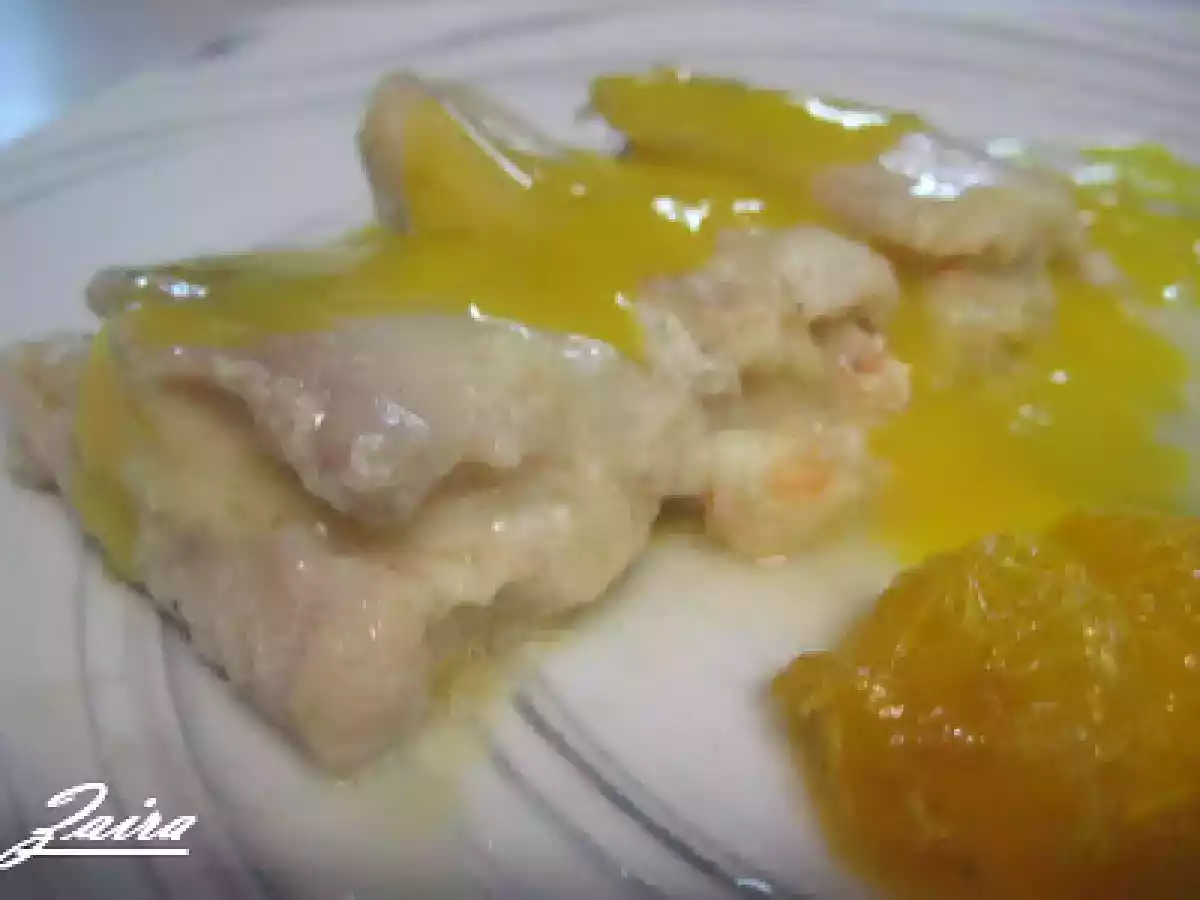 Bocaditos de lenguado rellenos de gambas con salsa de mandarina - foto 2