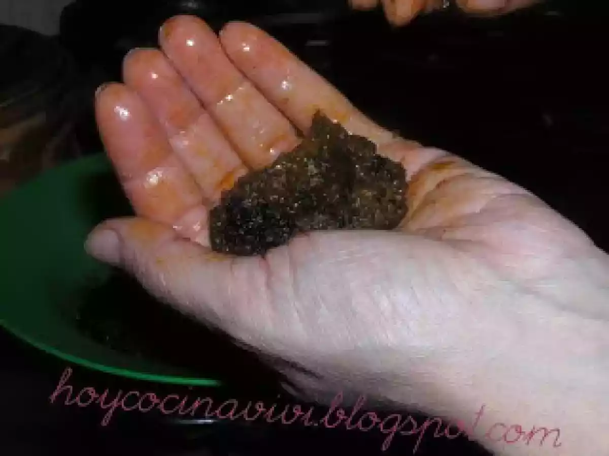 Bombones de morcilla con corazón de manzana (Receta de Alba de Gozoa eta gazia) - foto 7