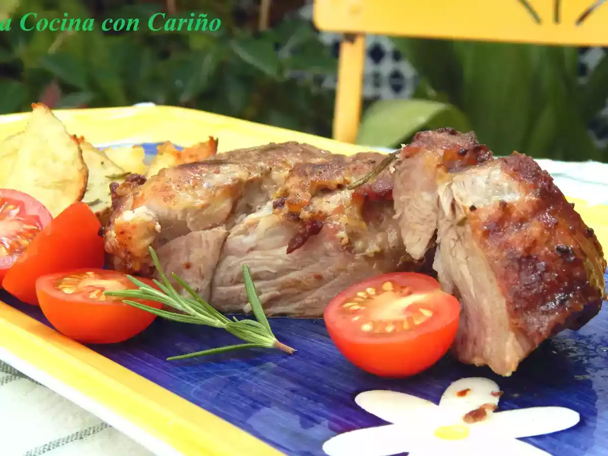 Bondiola marinada con mostaza y romero