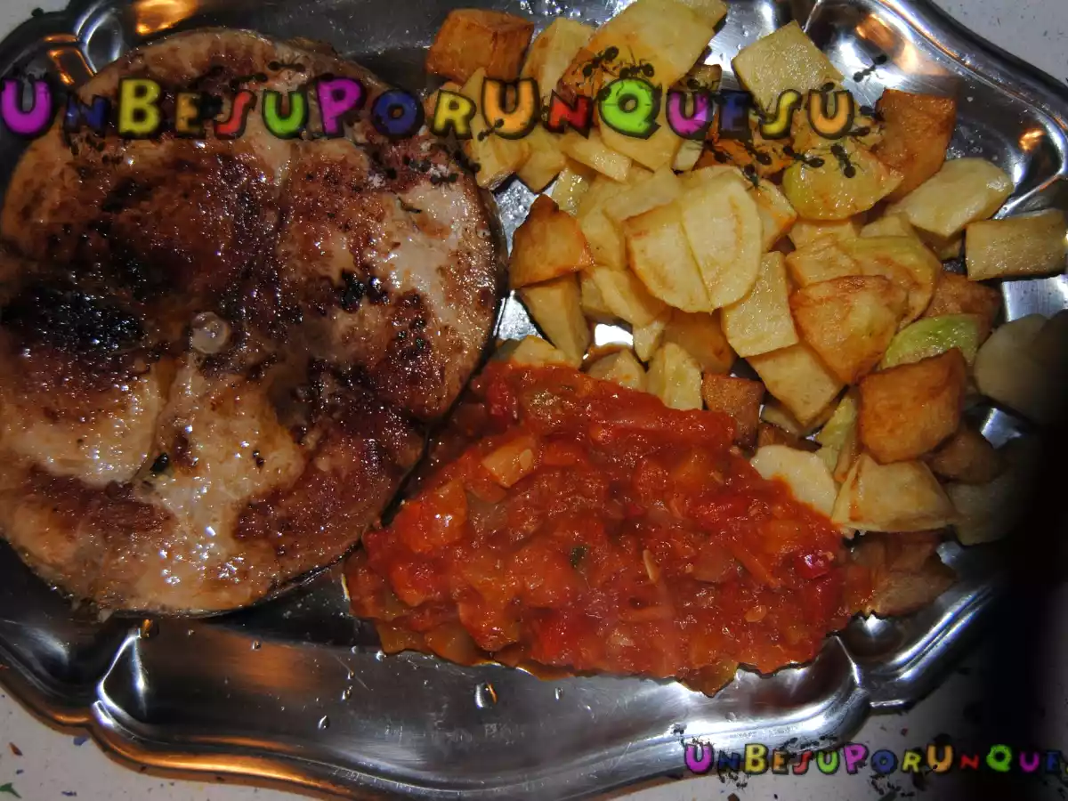 Bonito a la plancha con pisto