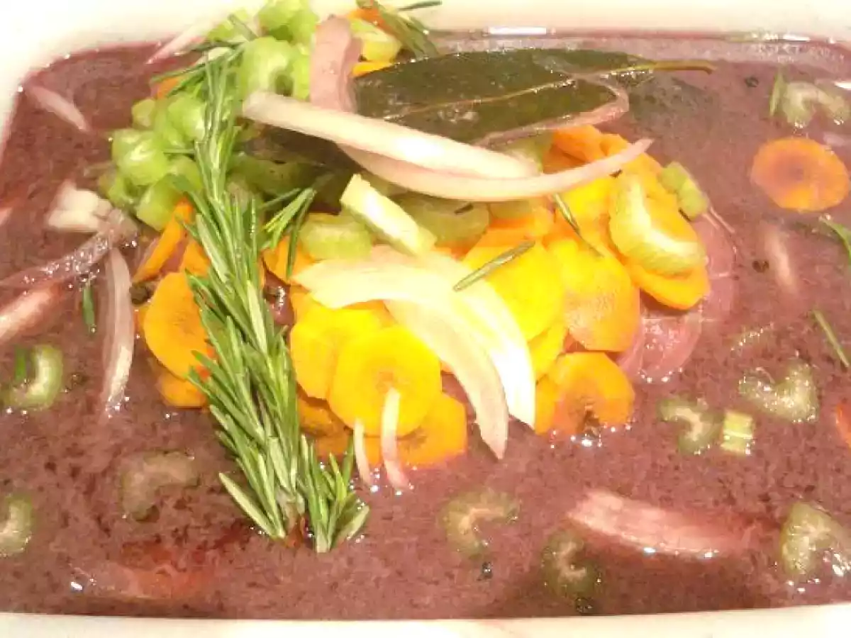 Brasato al vino rosso (Roti de añojo al vino tinto)