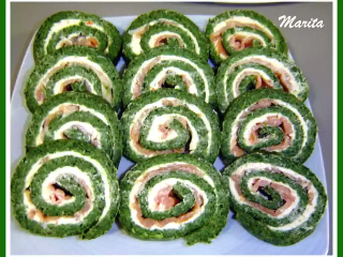 Brazo de espinacas con salmón y finas hierbas (Thermomix)