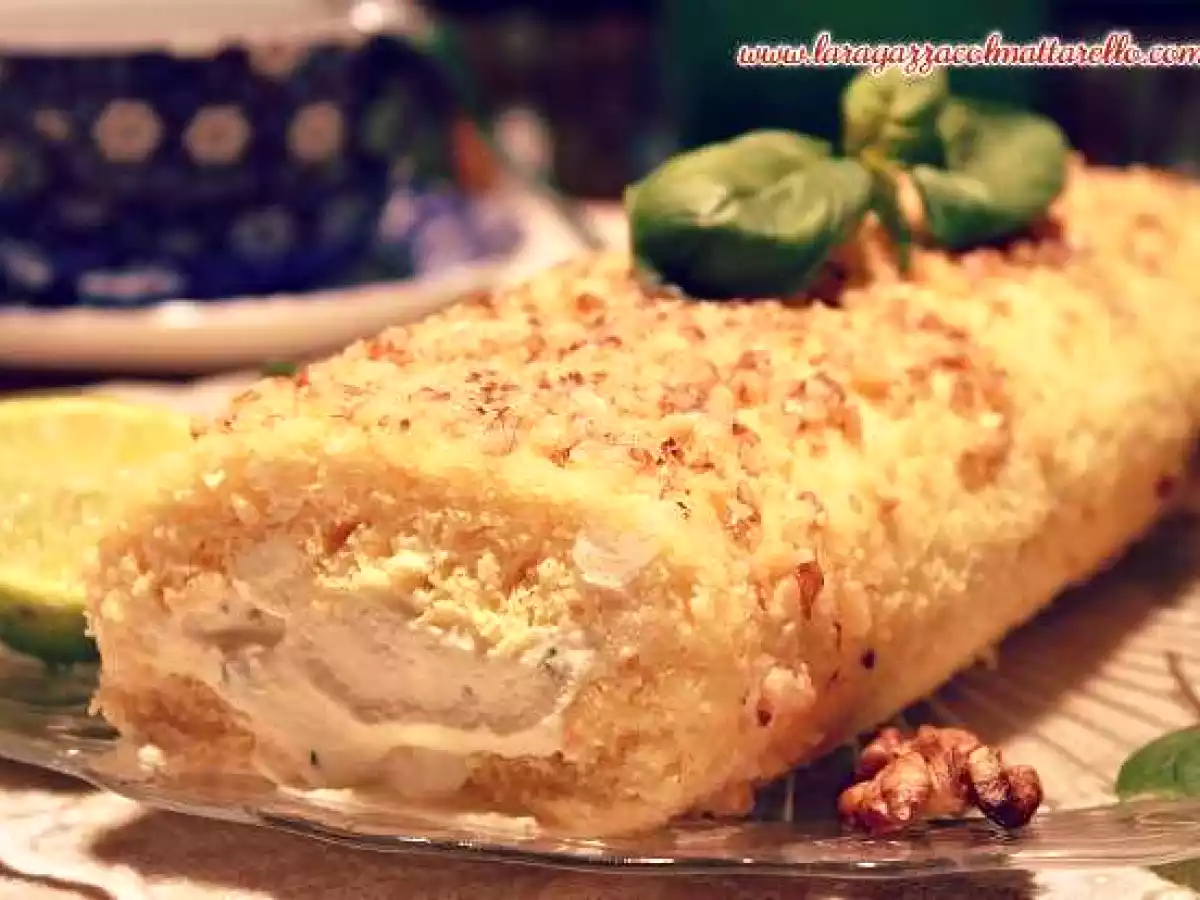 Brazo de gitano con crema de mascarpone, albahaca, miel y glasa de lima y nueces - foto 2