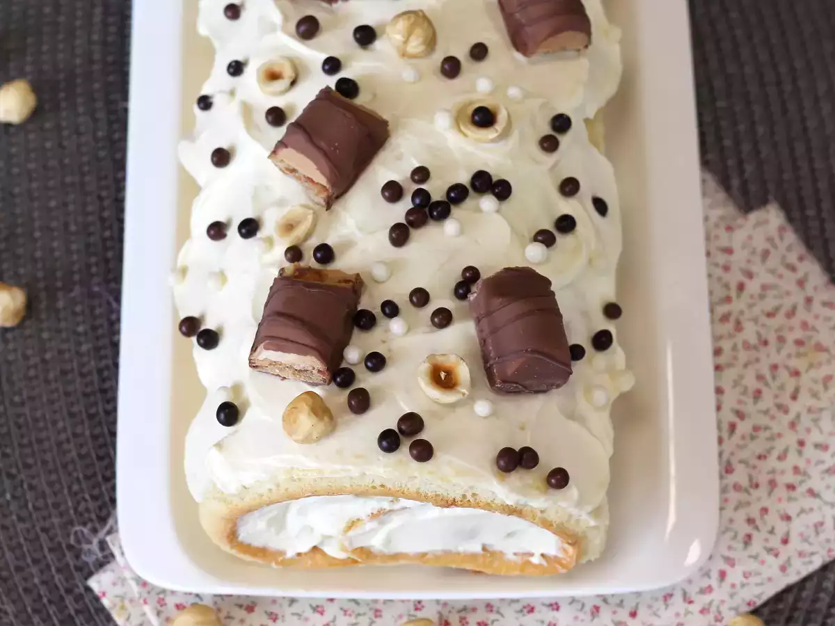 Brazo de gitano sabor a Kinder Bueno, ¡perfecto como tarta de cumpleaños o tronco de Navidad! - foto 3
