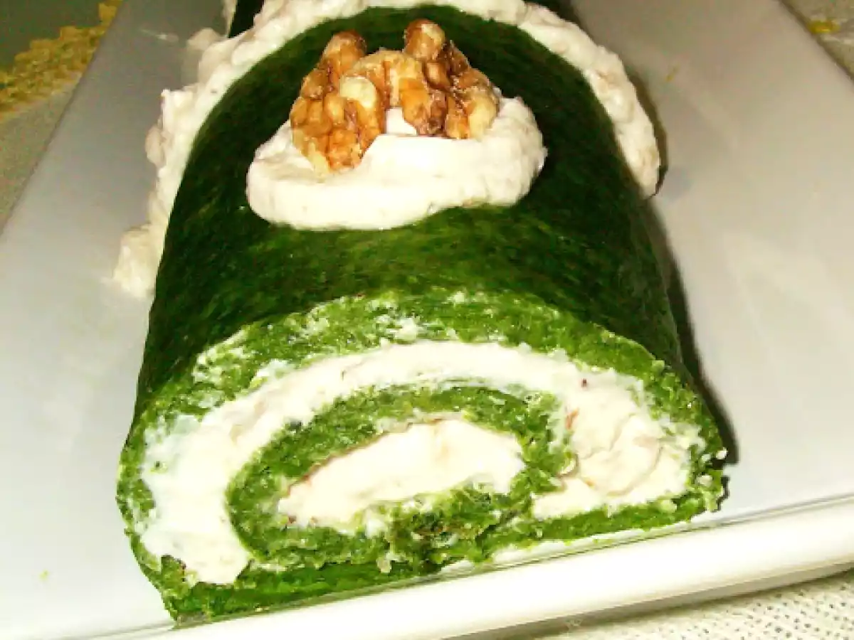 BRAZO GITANO DE ESPINACAS, QUESOS Y NUECES