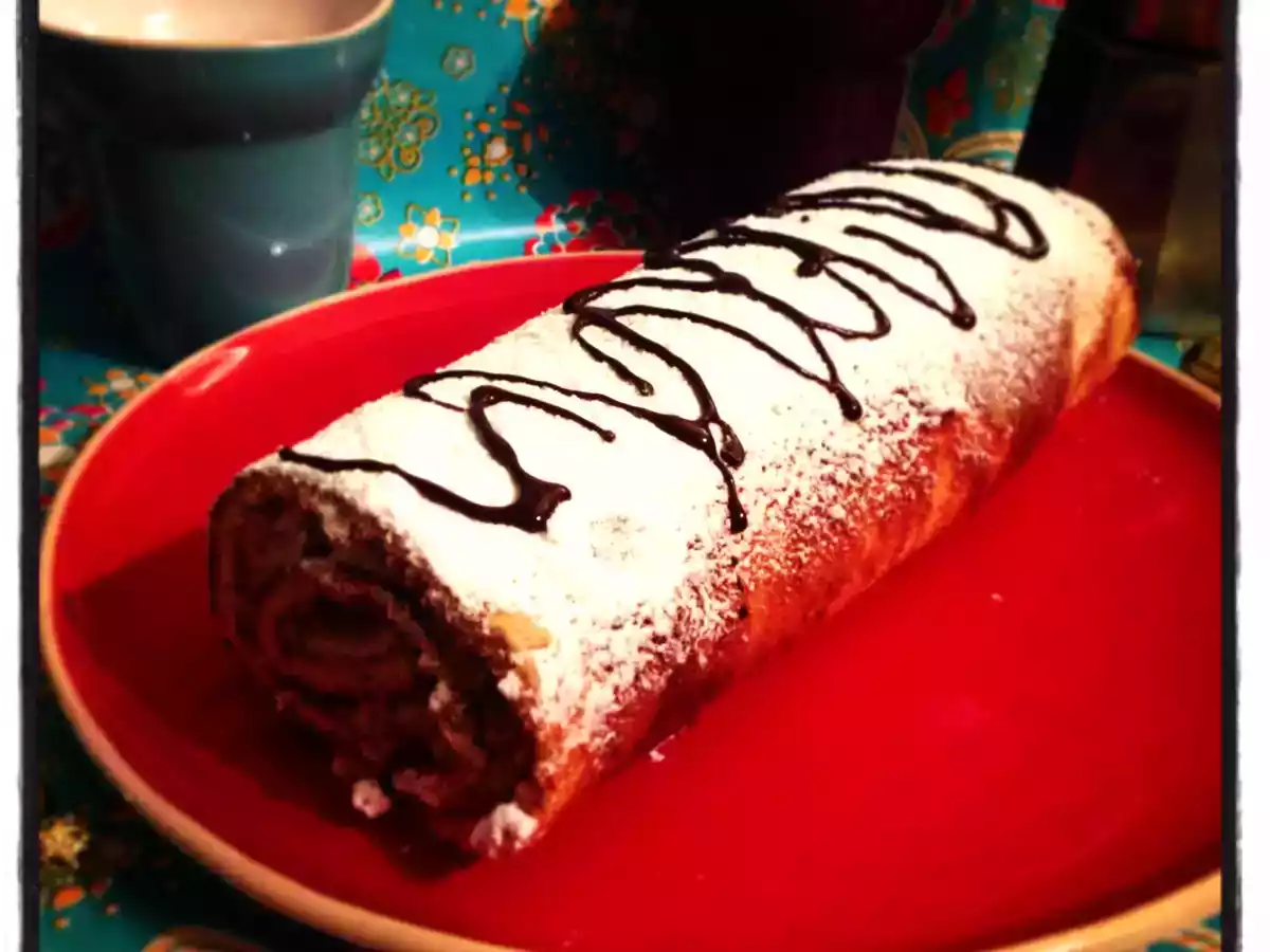 Brazo nevado de crema de café con nueces