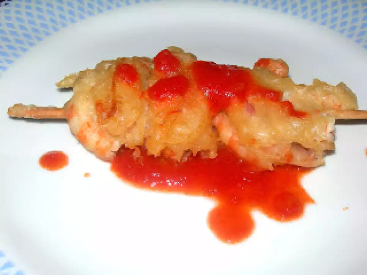 BROCHETA CRUJIENTE DE GAMBAS Y BACÓN - foto 5