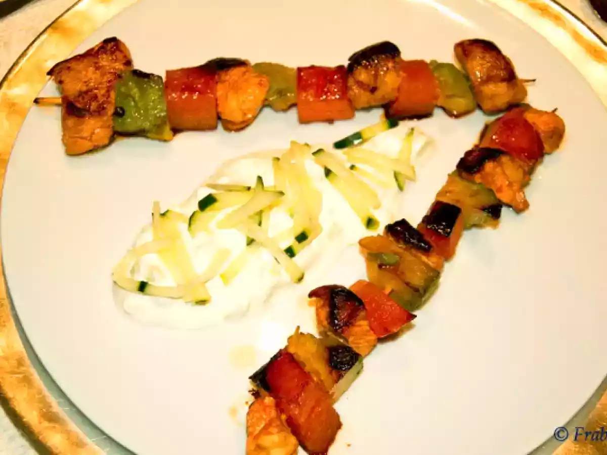 Brocheta de pavo, papaya y aguacate con salsa de yogur y TIEMPO MUERTO - foto 3