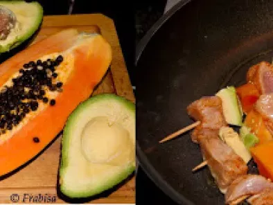 Brocheta de pavo, papaya y aguacate con salsa de yogur y TIEMPO MUERTO - foto 2