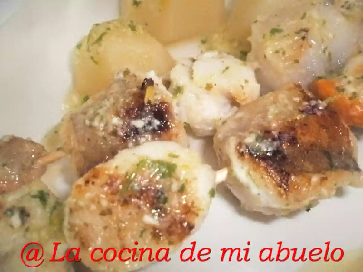 Brocheta de rape y vieiras