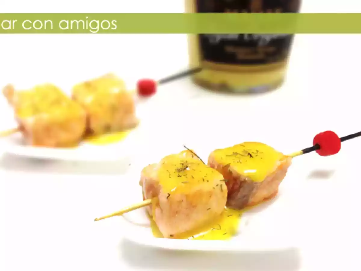 Brocheta de salmón a la naranja