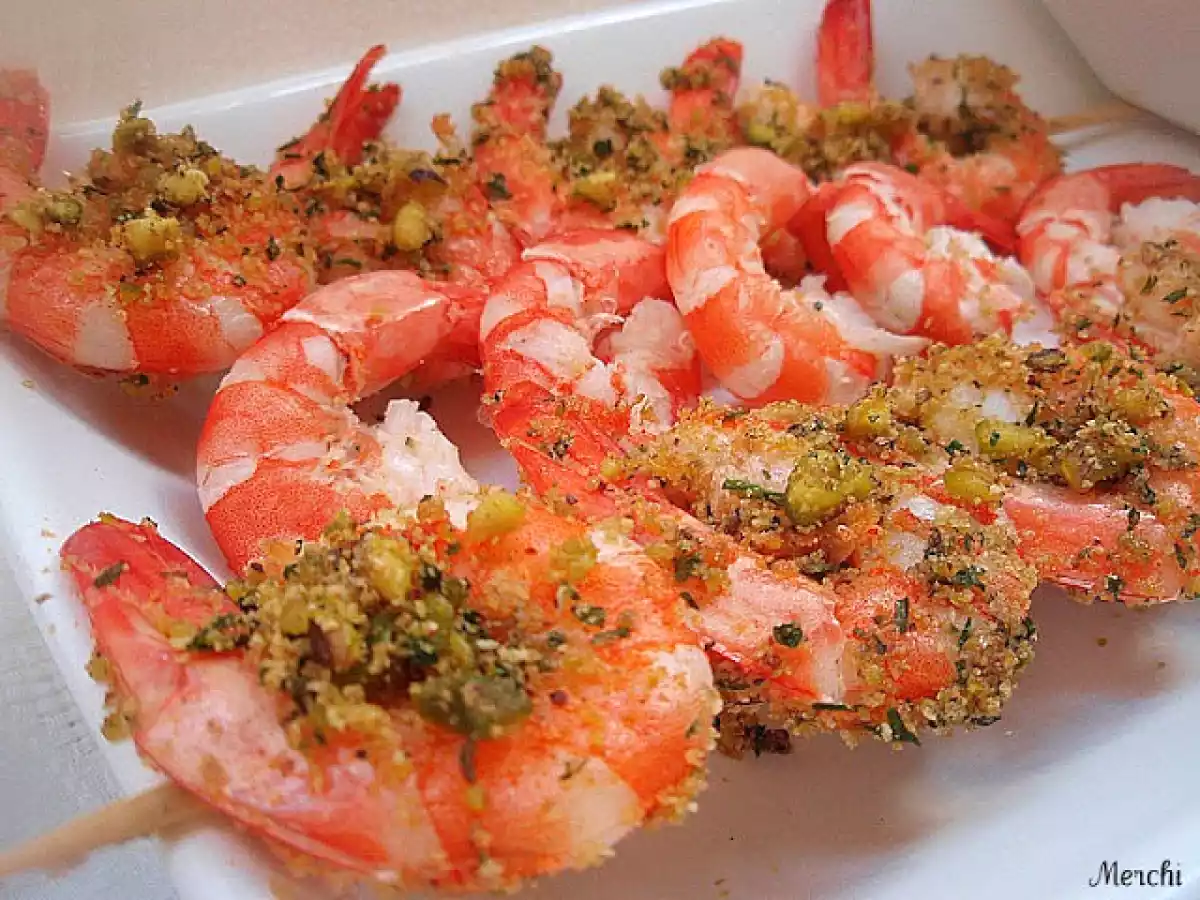 Brochetas de langostinos en salsa de pistachos - foto 2
