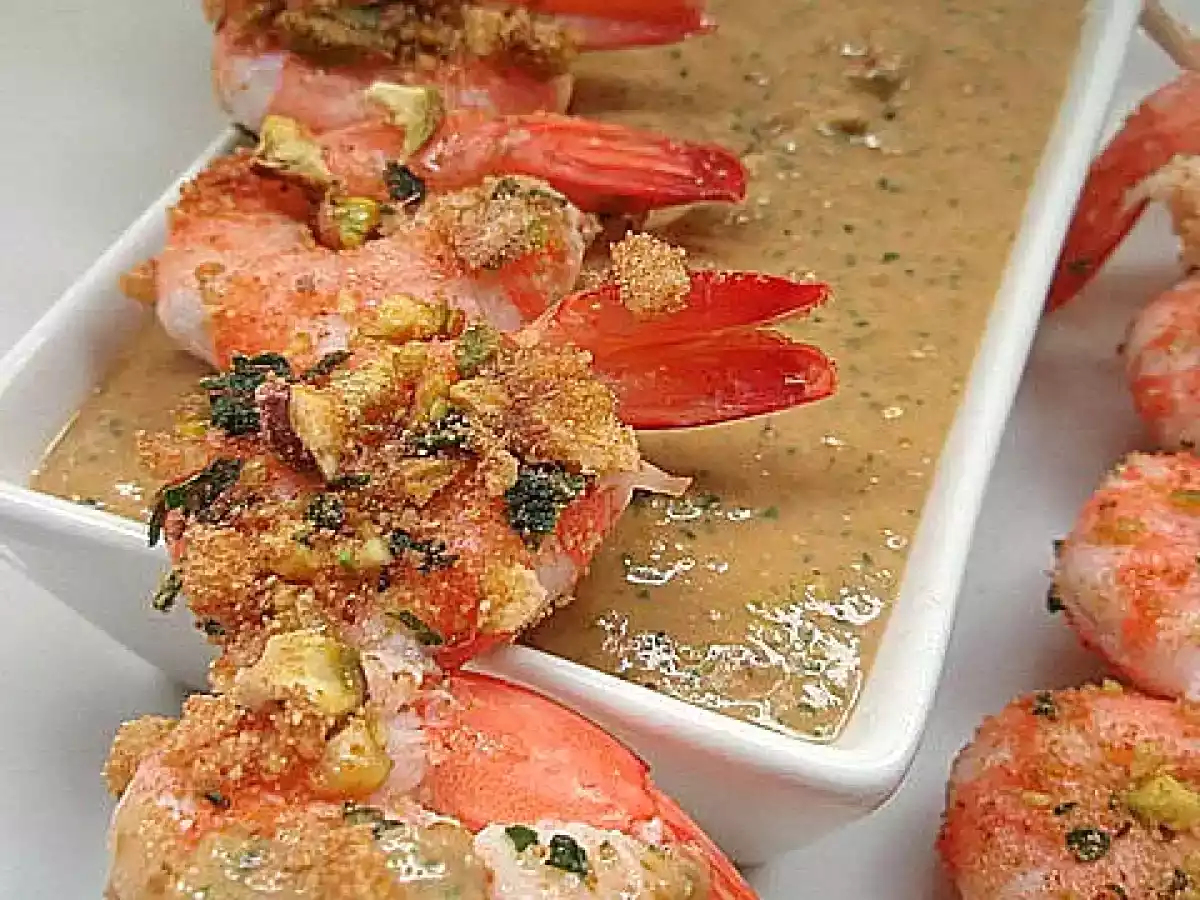 Brochetas de langostinos en salsa de pistachos - foto 3