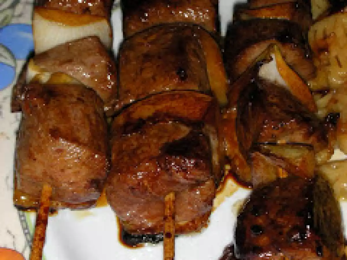 Brochetas de pato