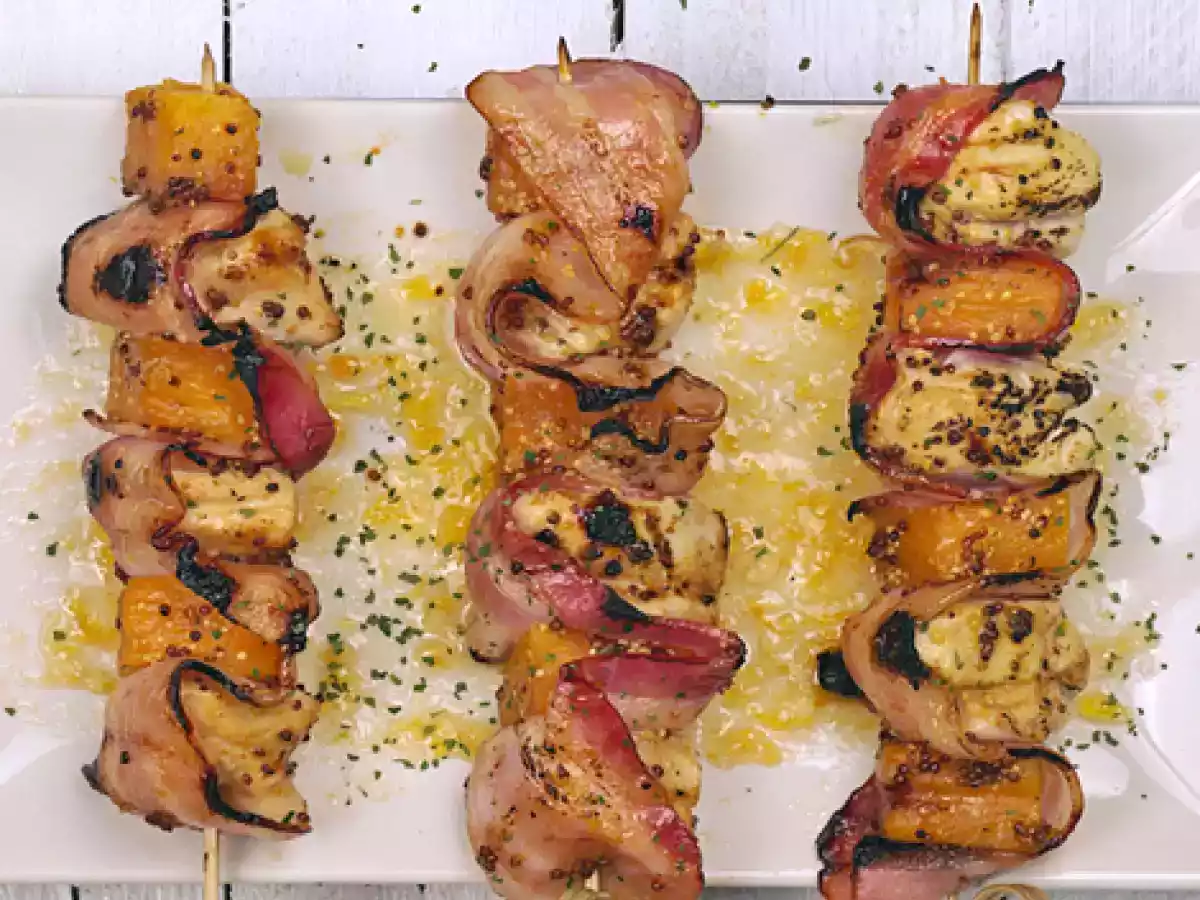 Brochetas de pollo, bacon y calabaza - foto 2