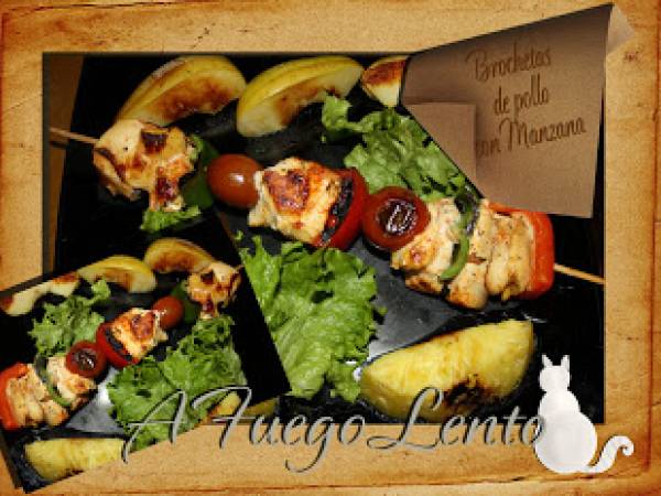 Brochetas de pollo con manzana