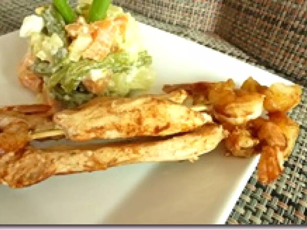 Brochetas de pollo y camarón - foto 3