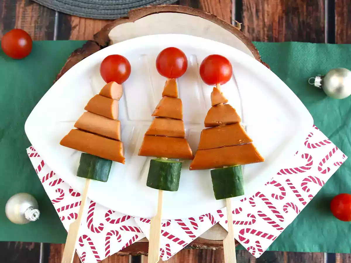 Brochetas de salchichas, especial Navidad
