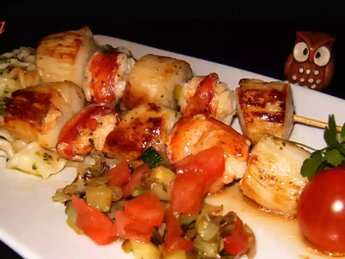 Brochetas de vieira y bogavante - foto 2