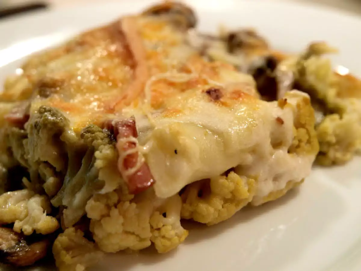 Brocolí con champiñones, beicon y manto de bechamenl - foto 4