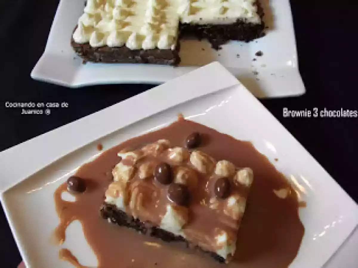 Brownie a los tres chocolates