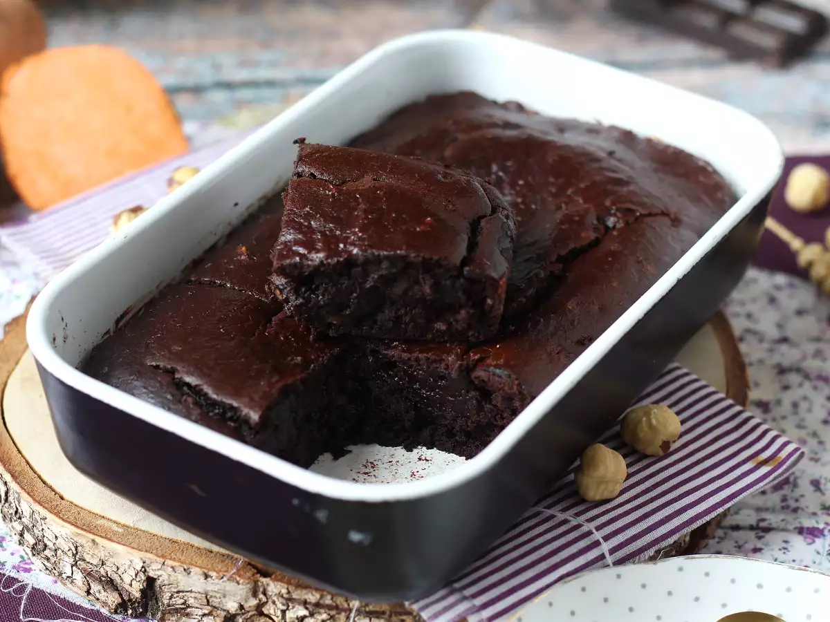 Brownie de boniato sin mantequilla ni aceite