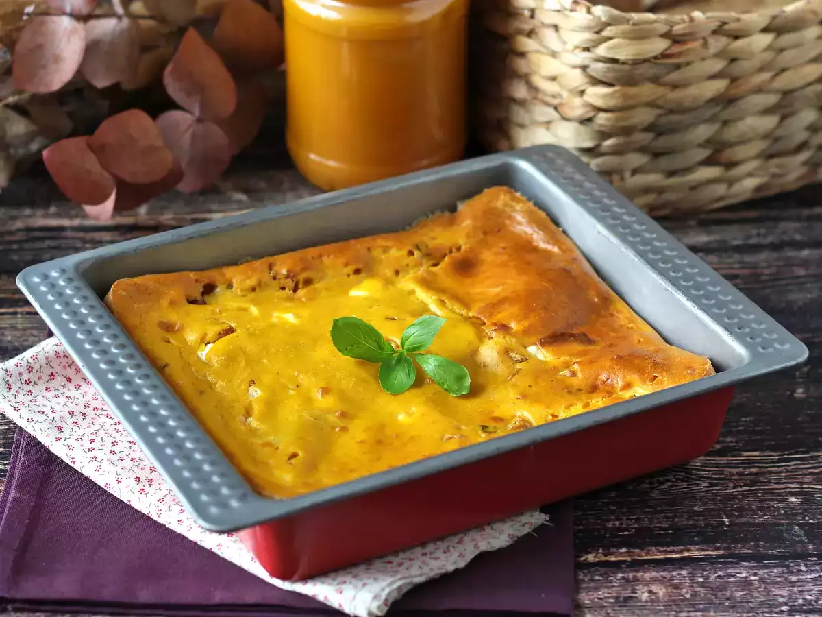 Brownie salado de calabaza con jamón y feta: ¡Ideal para provechar una crema de verduras! - foto 4