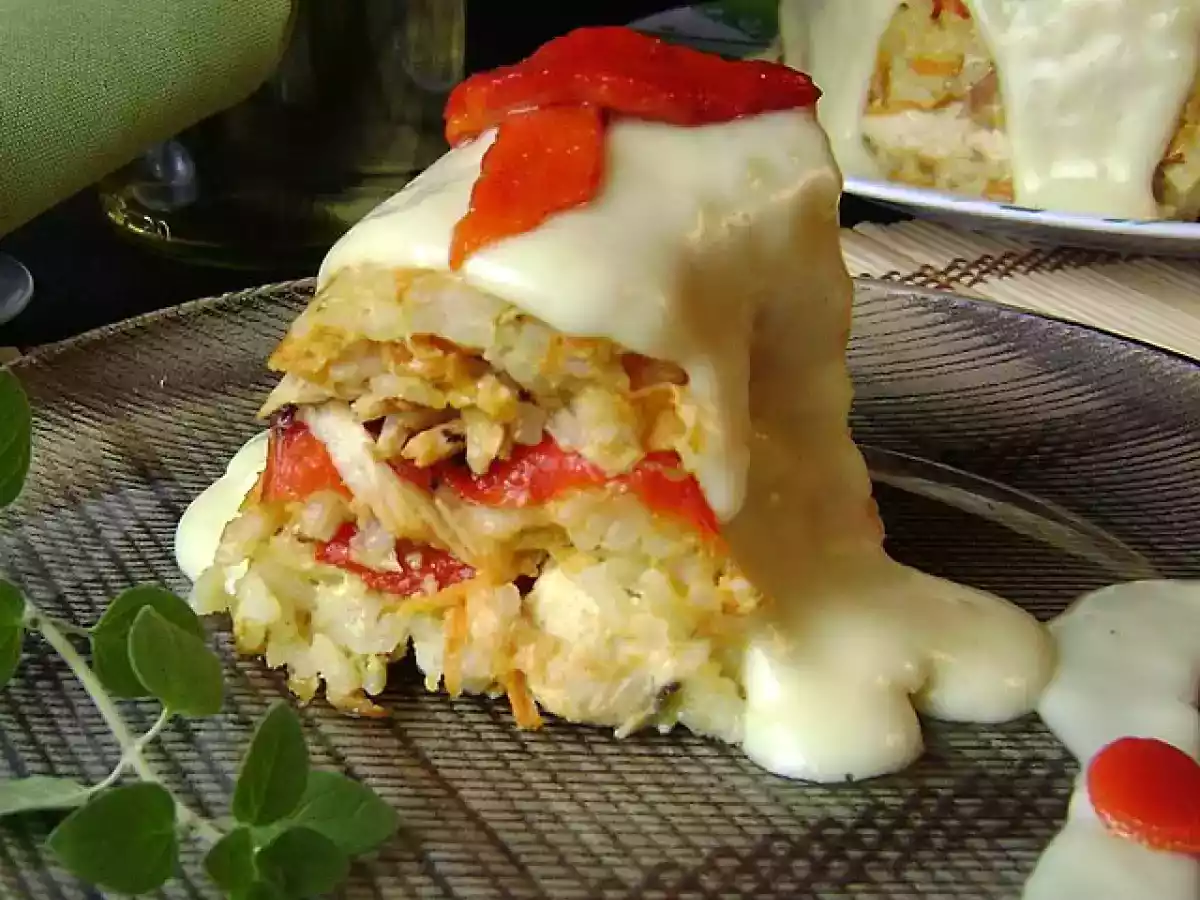 Budin de arroz y pollo