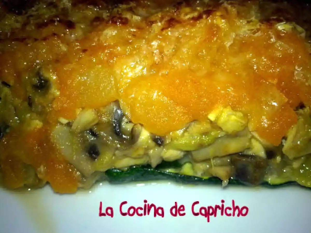 Calabacines rellenos de pollo y champiñones