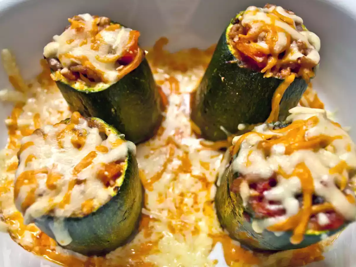 Calabacines rellenos y gratinados