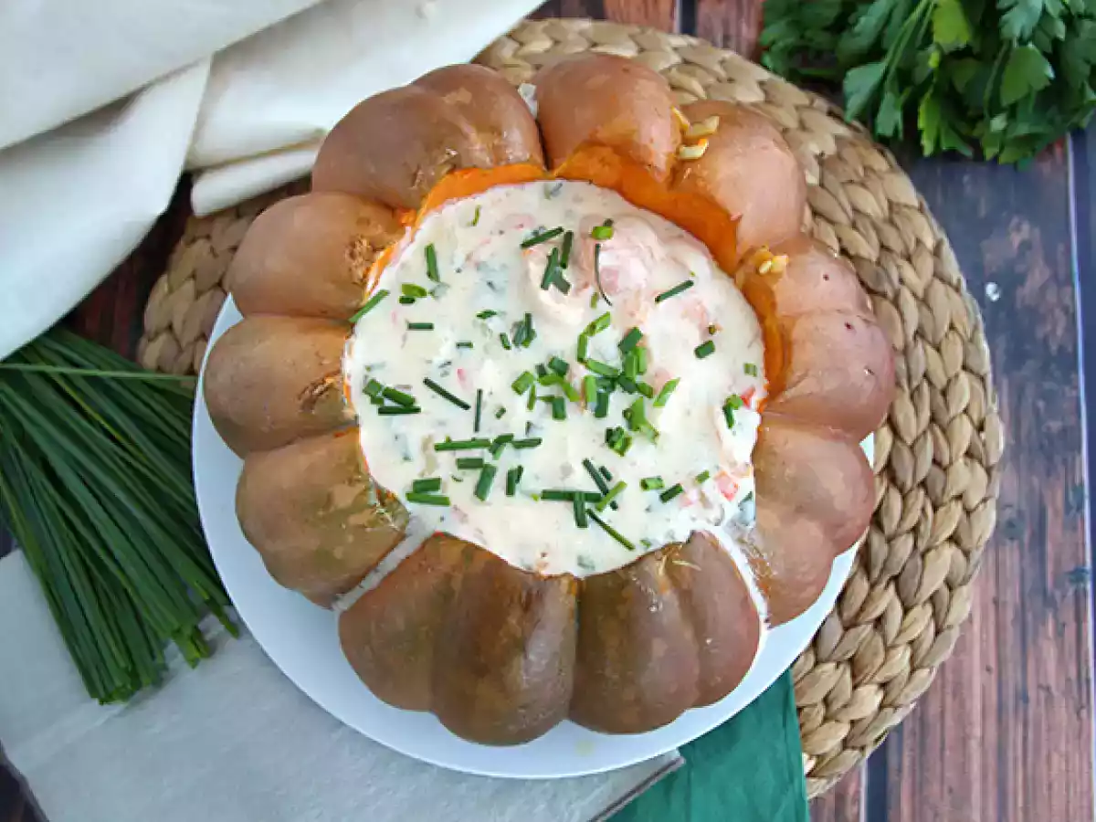 Calabaza asada rellena de crema de gambas (Camarão na moranga) - foto 3
