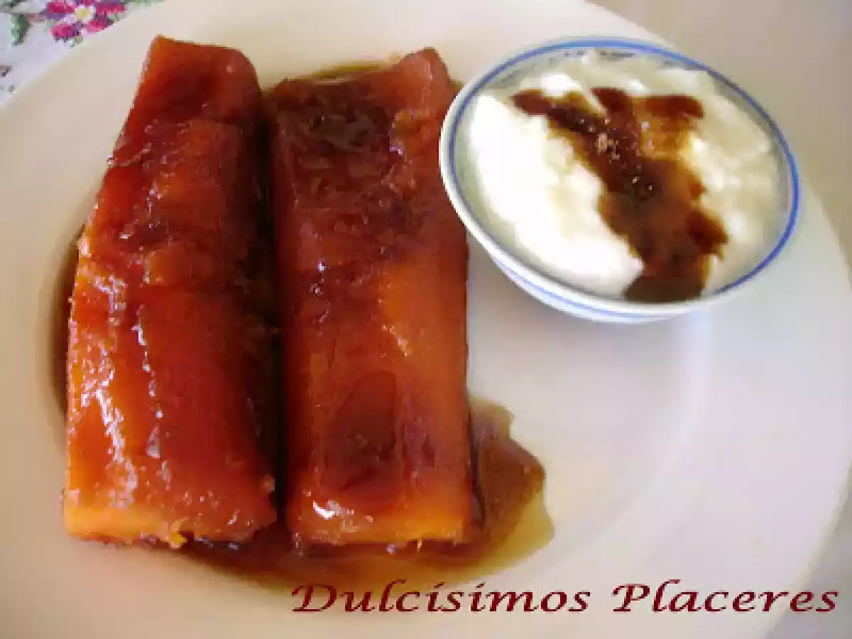 CALABAZA CON AZÚCAR MORENO Y YOGUR