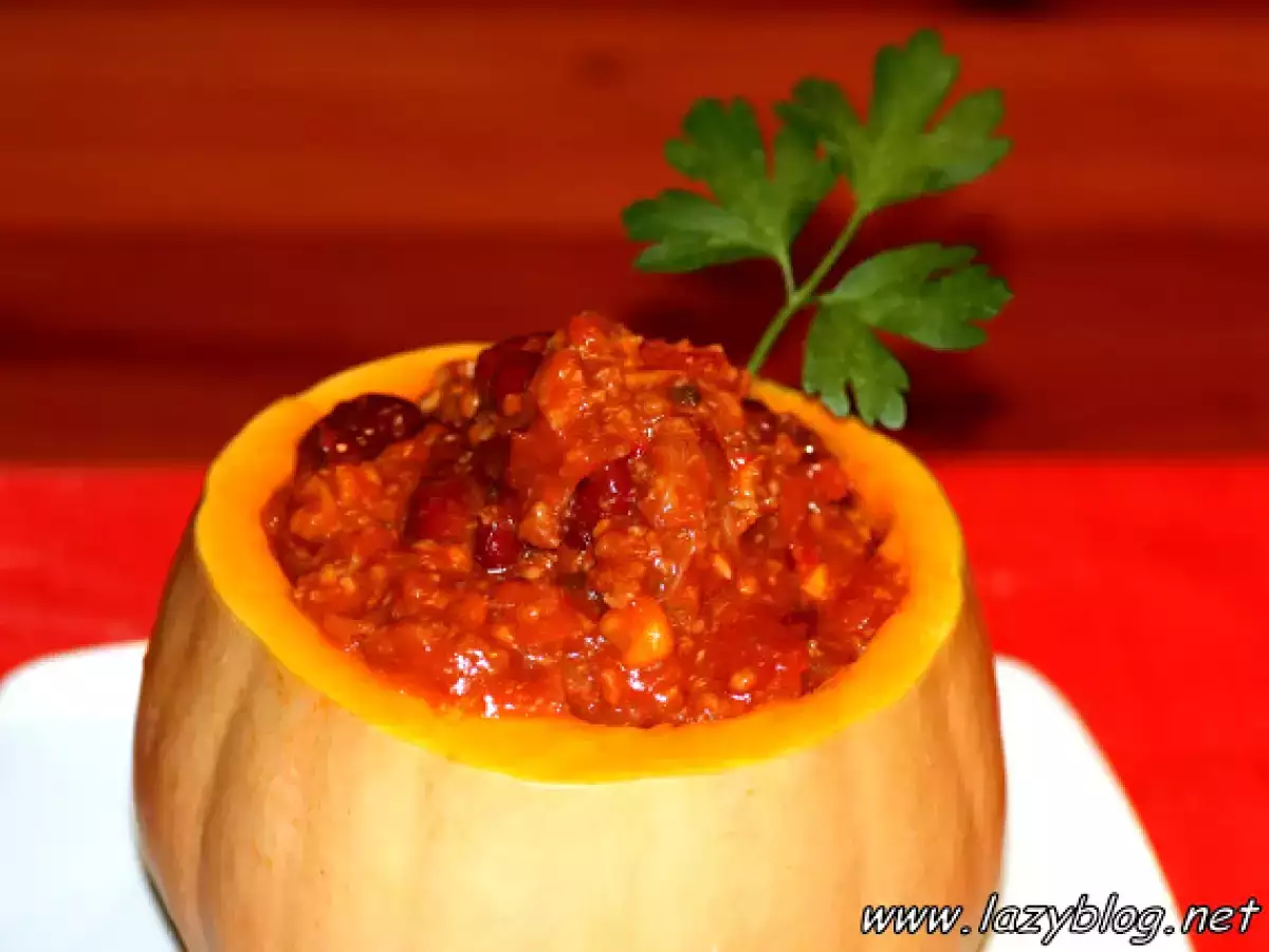 Calabaza rellena de Chile con carne