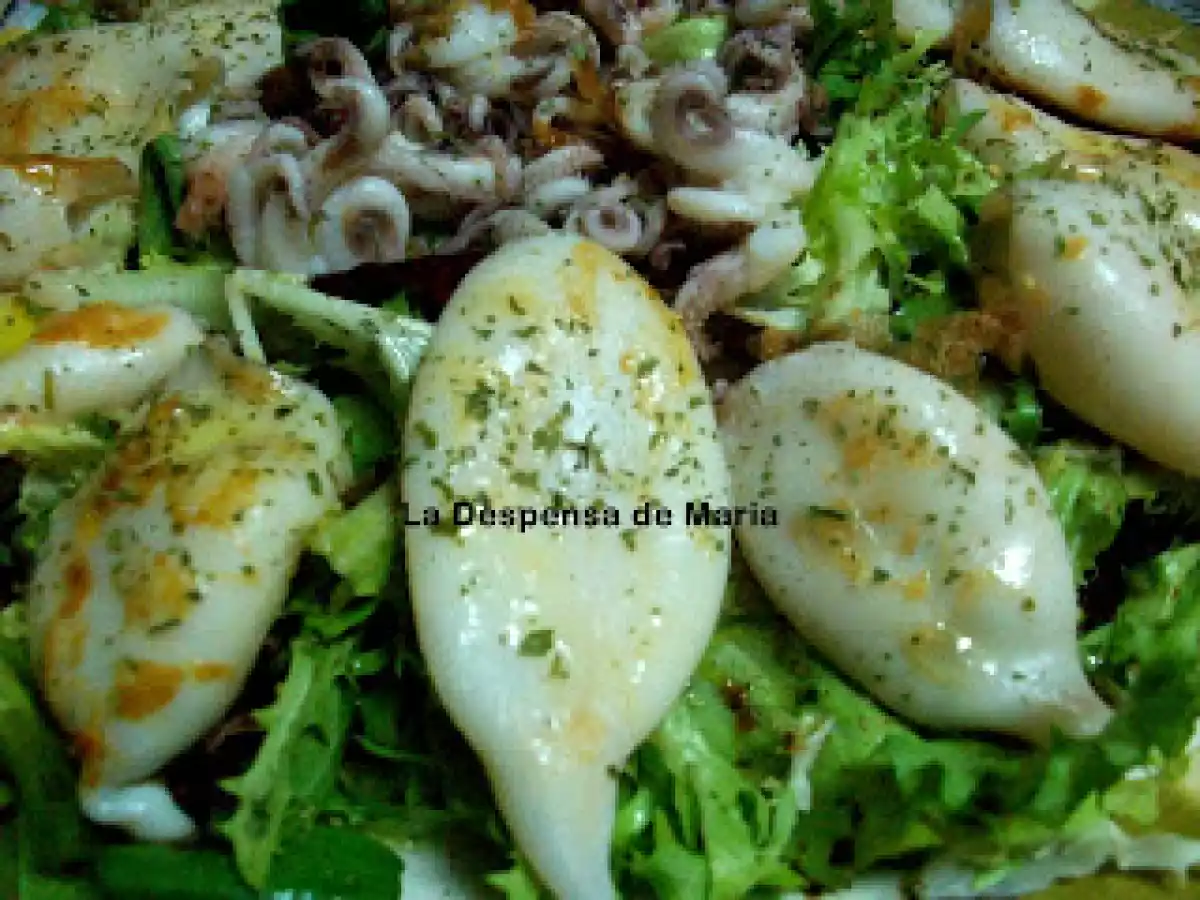 CALAMARES A LA PLANCHA CON ENSALADA