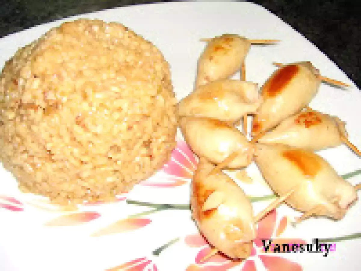 Calamares rellenos con guarnición de risotto - foto 2