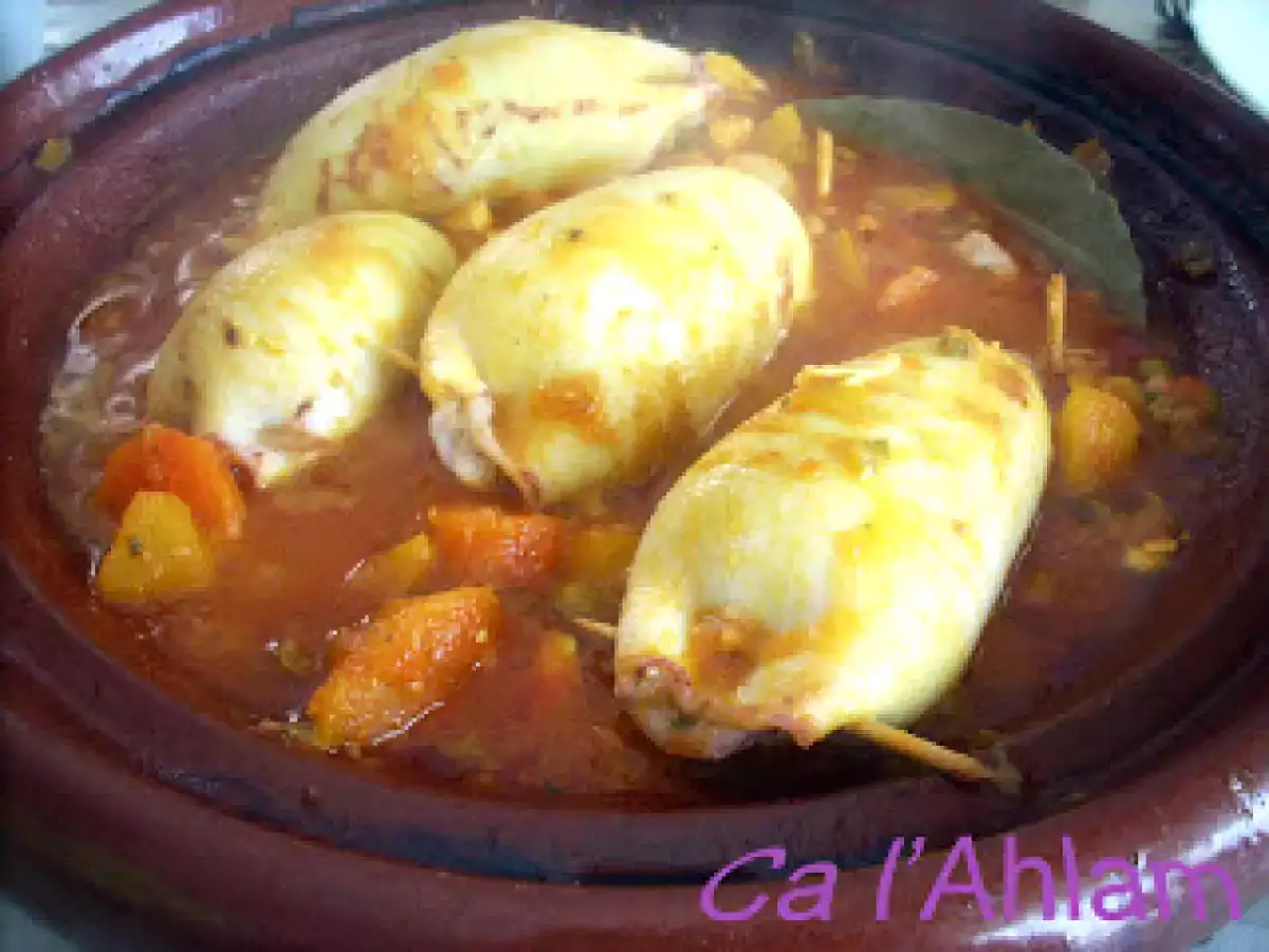 Calamares rellenos en tagine