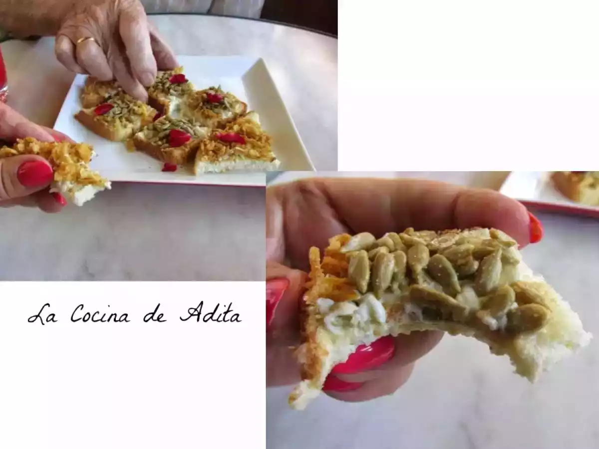 Canapés con crujientes de cebollas y pipas - foto 5