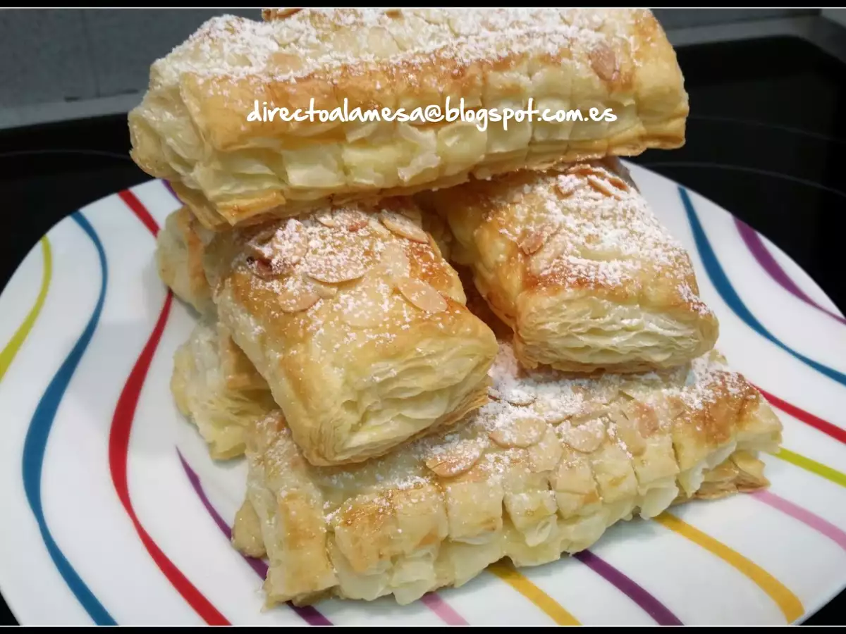 Cañas de hojaldre rellenas de crema pastelera - foto 5