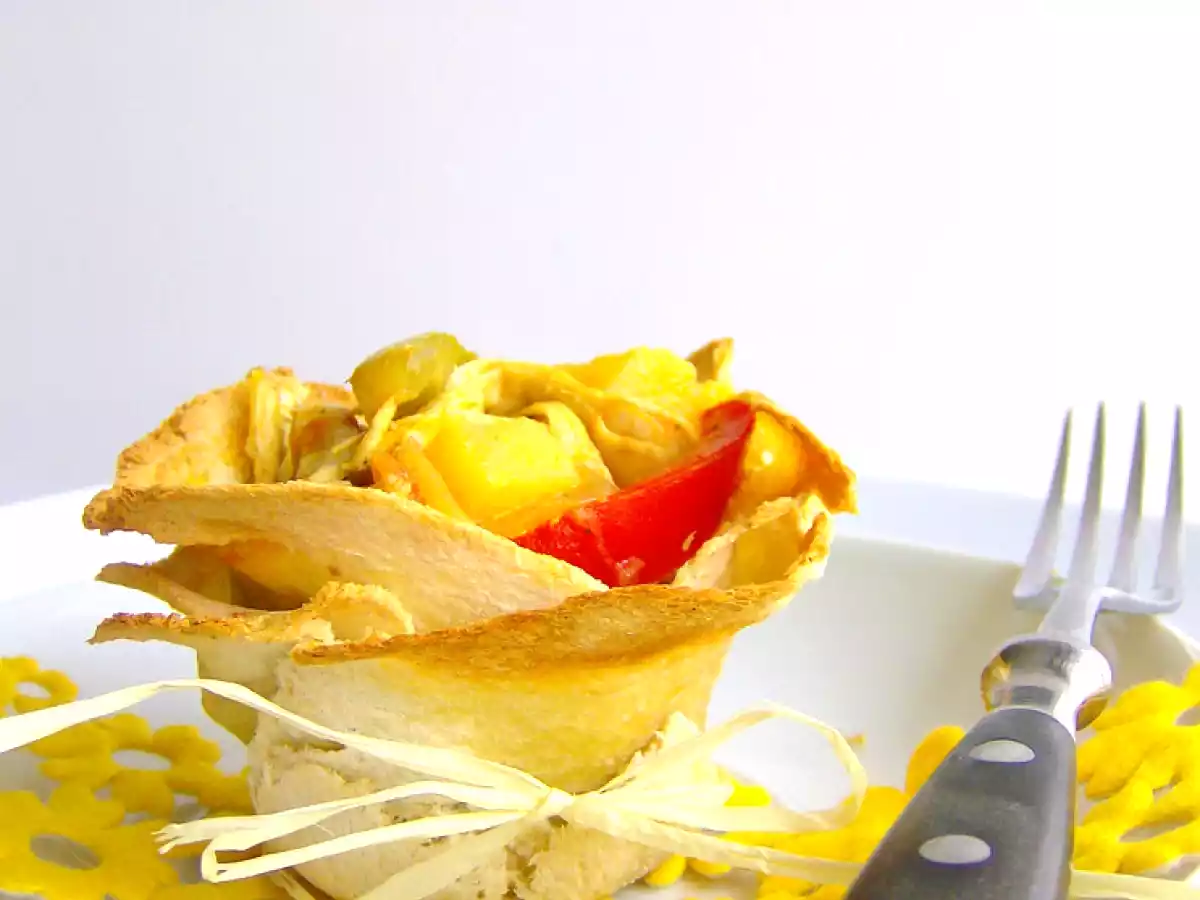 Canastillos con pollo al curry suave